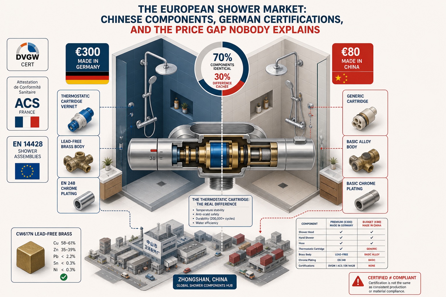 The European Shower Market: Chinese Components, German Certifications, and the Price Gap Nobody Explains